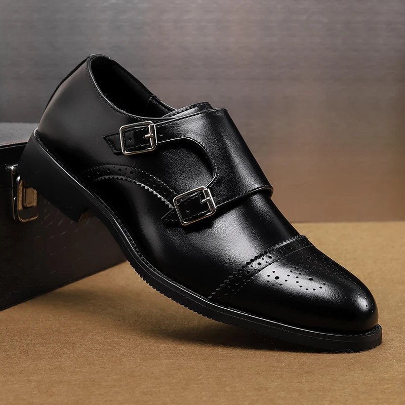 2026 New Products Buckle Strap Fashion Style Men's Business Dress Shoes Italian Genuine Leather Shoes Oxfords
