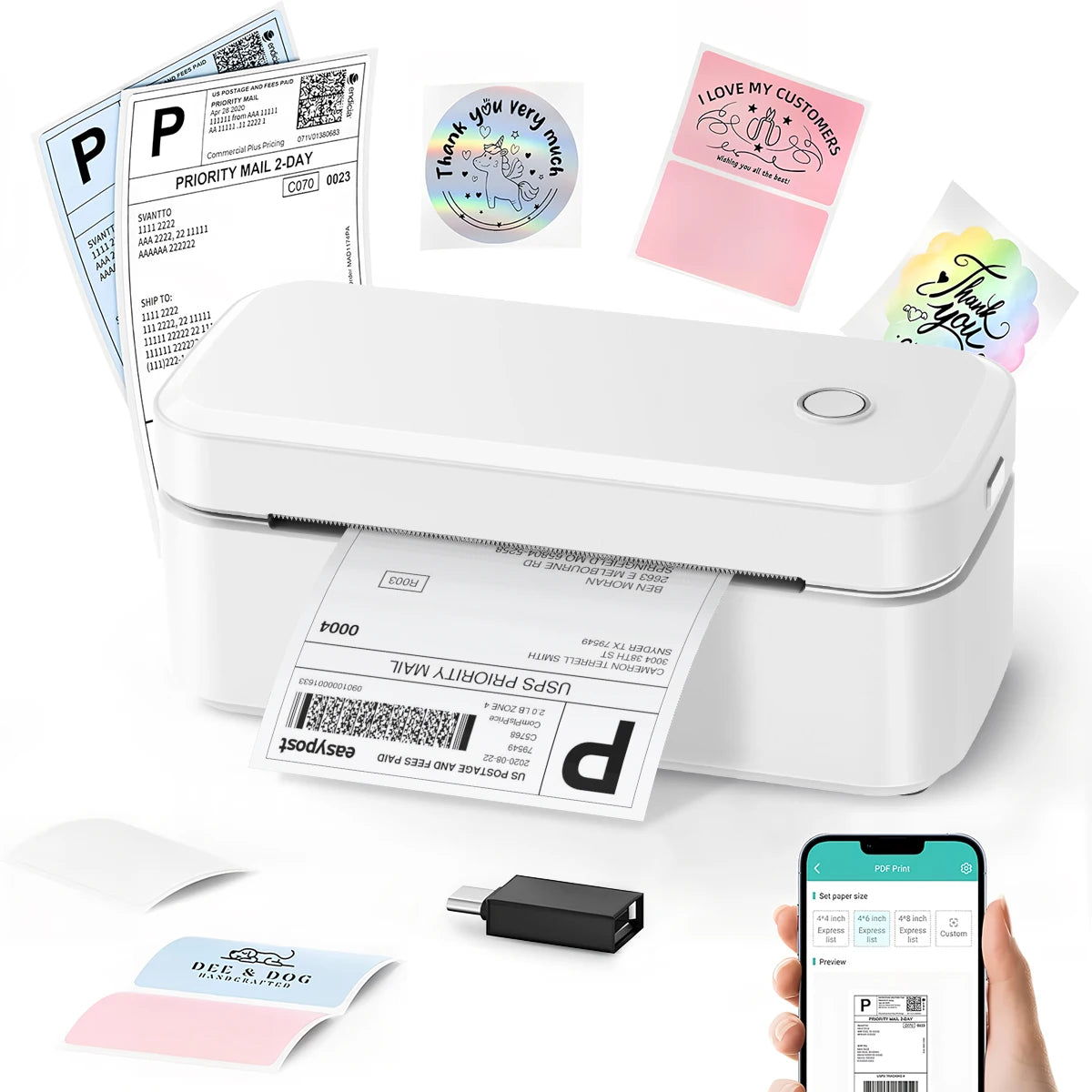 Marklife Portable 4-Inch Thermal Shipping Barcode Label Printer Hot Sale 110mm USB for Sticker Printer Machine 100 X150mm