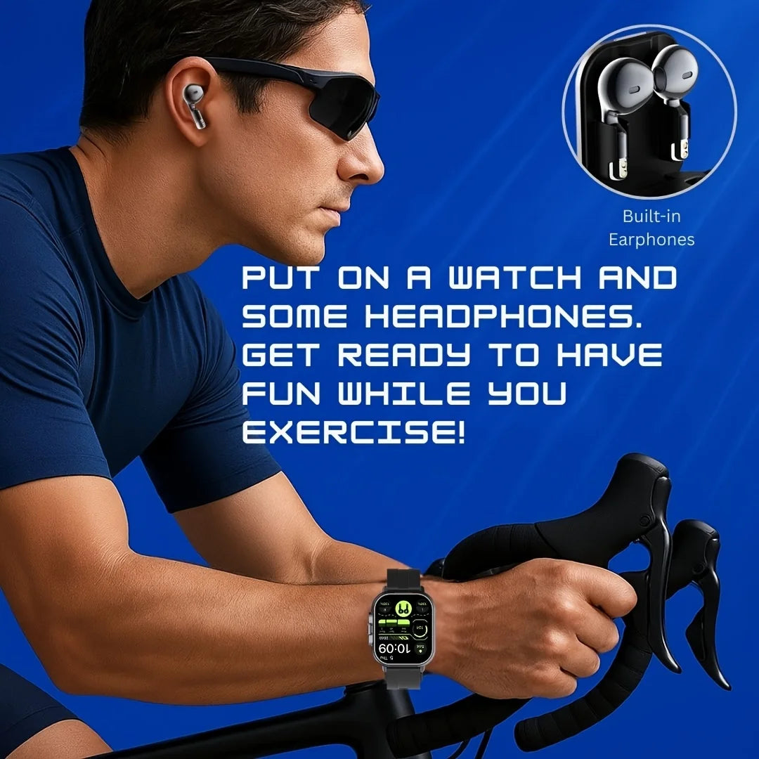 2-in-1 Smart Watch with Earbuds Wireless 2. 01 Inch Display TWS Earphones Headset Make Answer Call Sport Smartwatch for