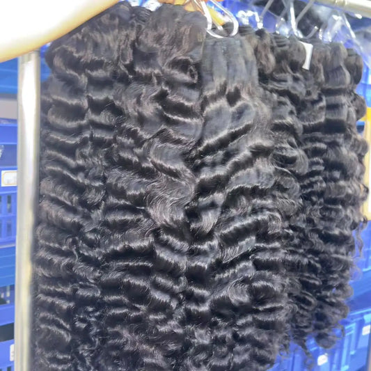 Natural Raw Burmese Curly Hair Bundles and Closure Set Virgin Human Hair Raw Burmese Curly Hair Bundles Loose Wave
