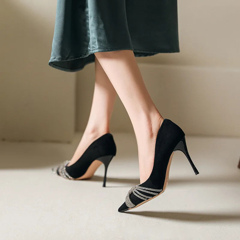 5CM/7CM/9CM Zapatos De Tacon Alto Latest Design Dress Shoes Black Pumps Heels for Women