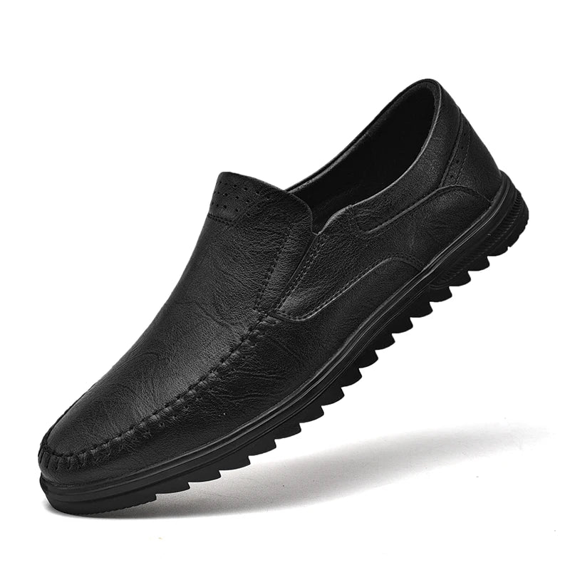 New High Quality Wholesale Moccasin Homme En Cuir Men Black Leather Dress Shoes Slip-on Fashion Brand Cheap Factory Oem