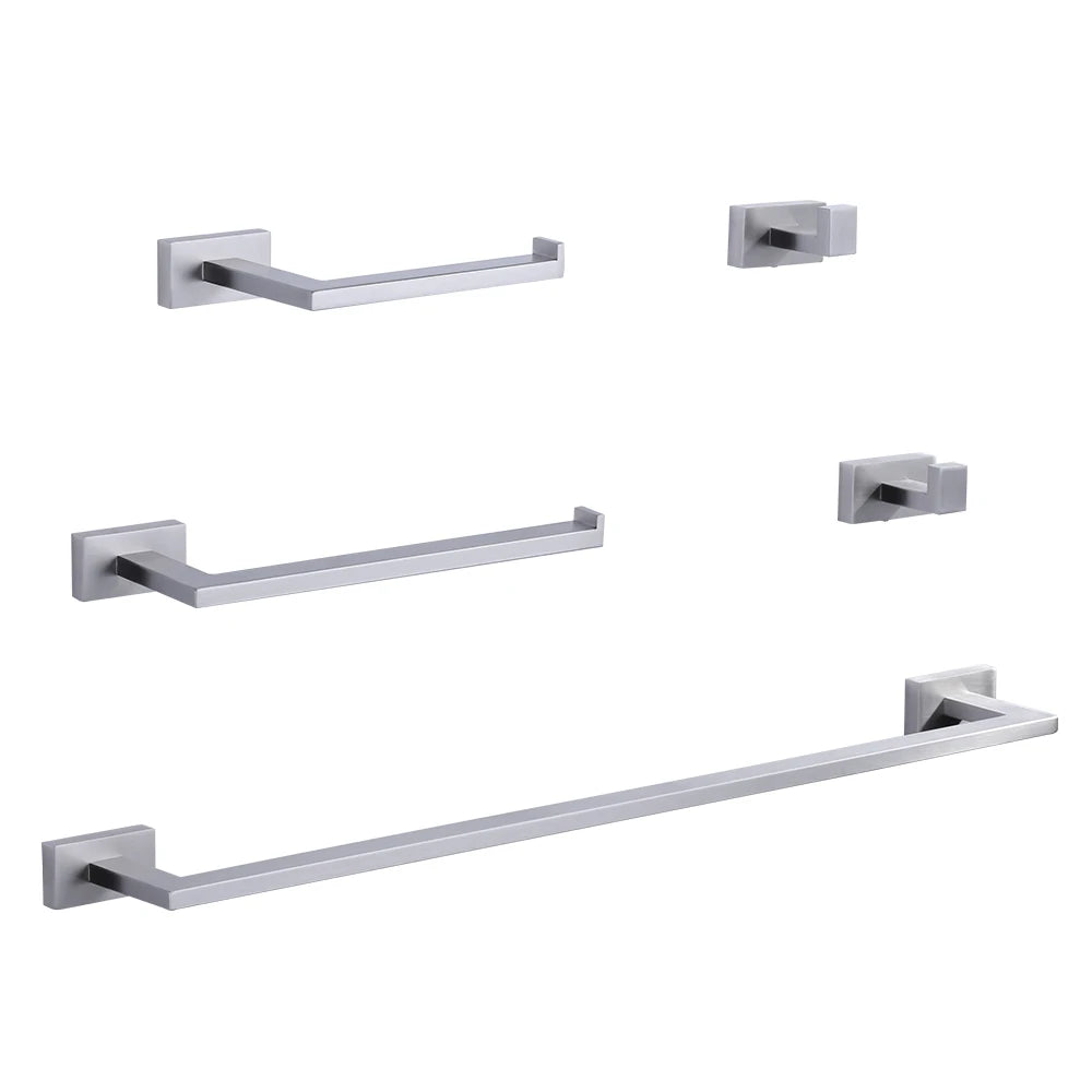 5 Piece Hotel Home Bathroom Accessories Set Brushed Gold Towel Bar/Hand Towel Holder/Hooks Bathroom Hardware Set