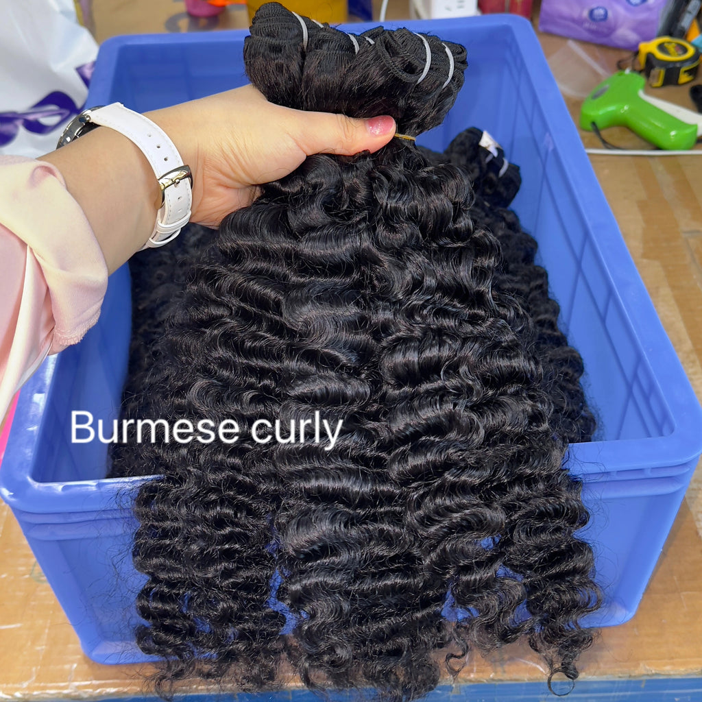 USA Local Shipping Burmese Curly Hair Bundles Double Weft Raw Human Hair Extensions Wholesale Vietnamese Hair Vendor