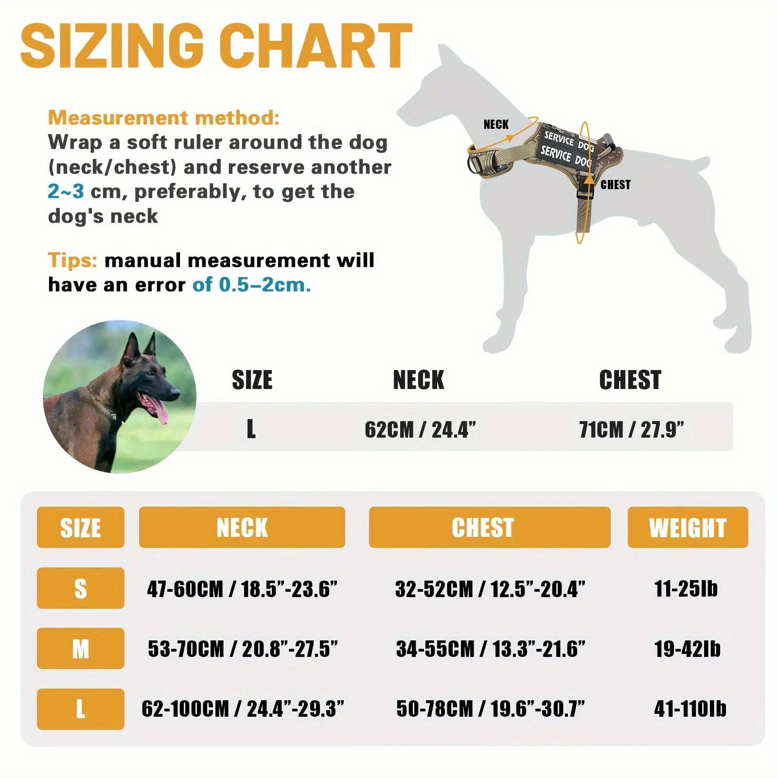 USLOCAL Tactical Service Dog Harness with Control Handle No Pulling Adjustable Reflective Pet Vest Harness Easy Walking Training