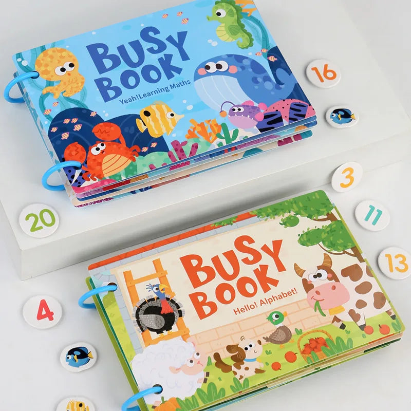 Toddler Quiet Book Early Learning Activities Puzzle Paste Matching Game Toy Kids Educational Magic Tape Wooden Busy Books Toys