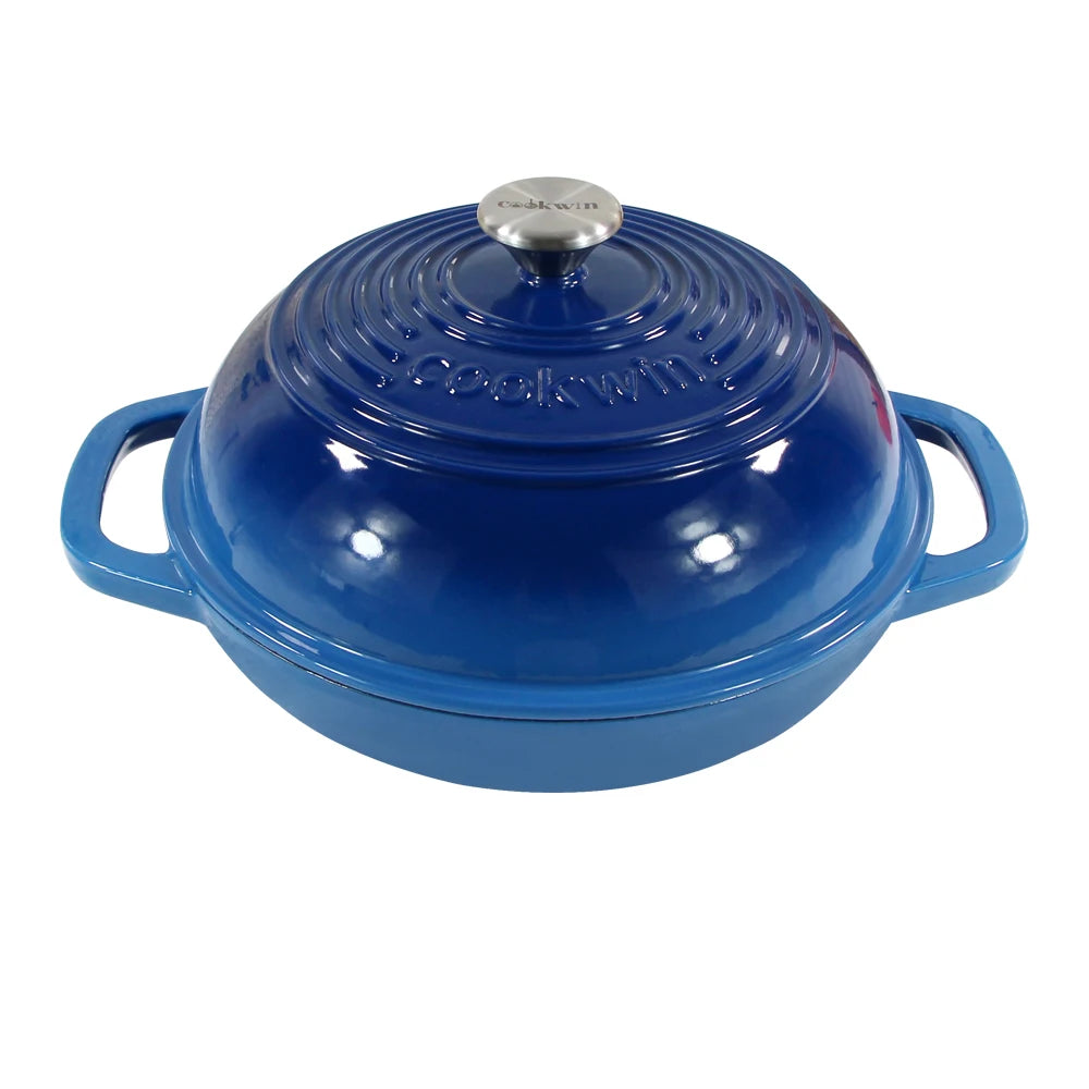 Cookwin 28cm 6QT Enameled Cast Iron Bread Baking Pan Metal Bread Pot Cast Iron Pan