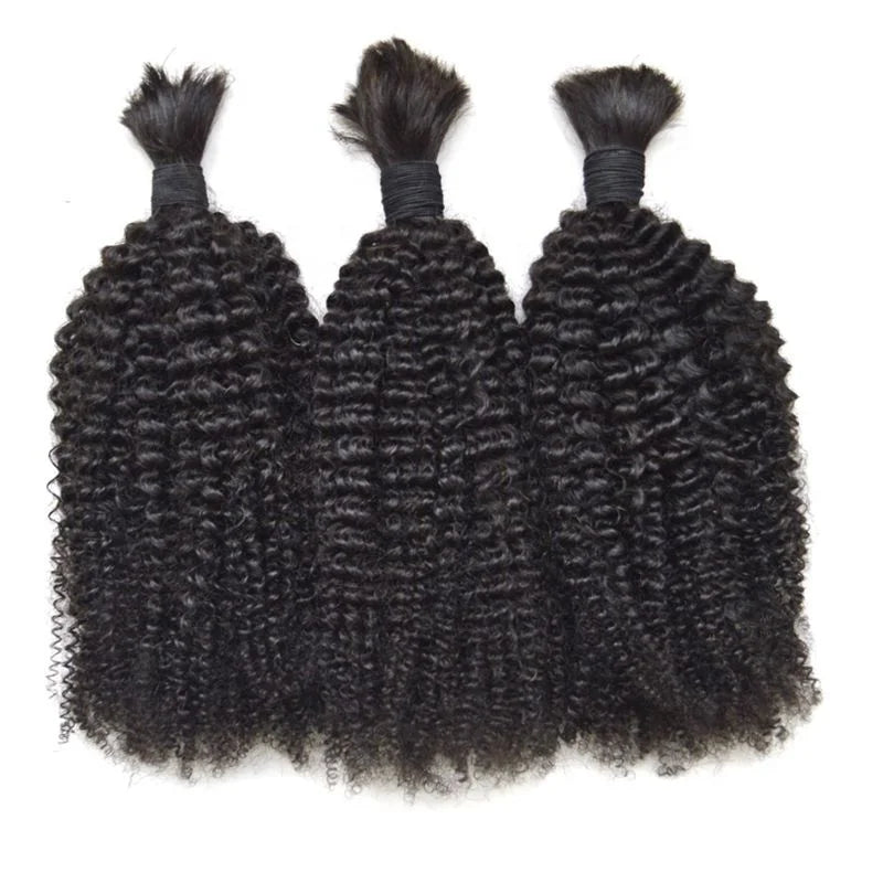 2025 New Arrival Brazilian Virgin Hair Afro 4c Mongolian Kinky Curly Hair Bulks Natural Black 4b Human Hair for Braiding