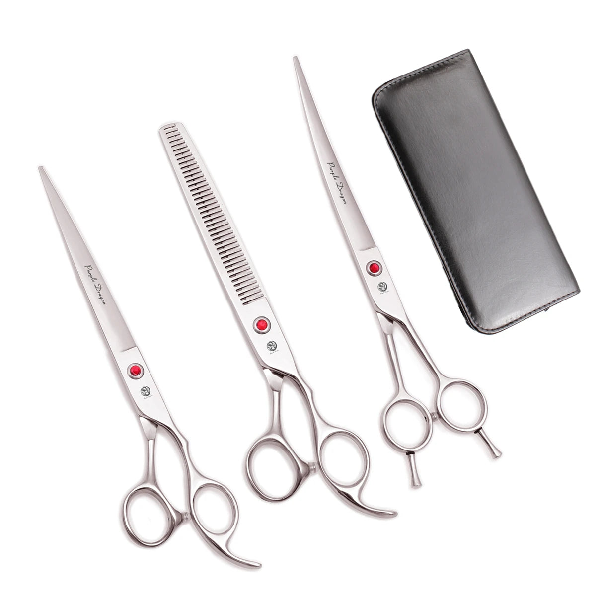 Purple Dragon Pet Grooming Scissors Kit 7.5" 8" Stainless Rainbow Straight Shears for Dogs Thinning Shears Curved Shears Z3005