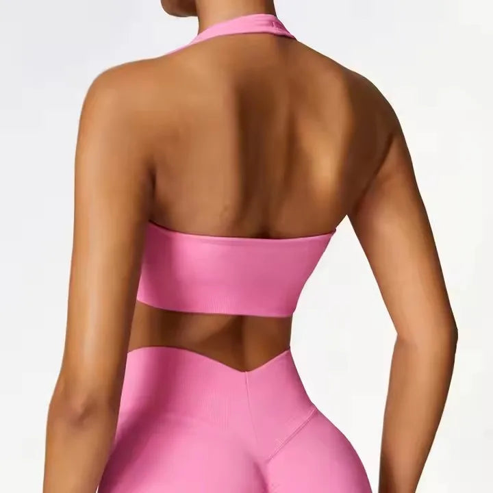 High Quality Custom Halterneck Seamless Gym Bra High Strength Fitness Gym Yoga Women Sports Bra