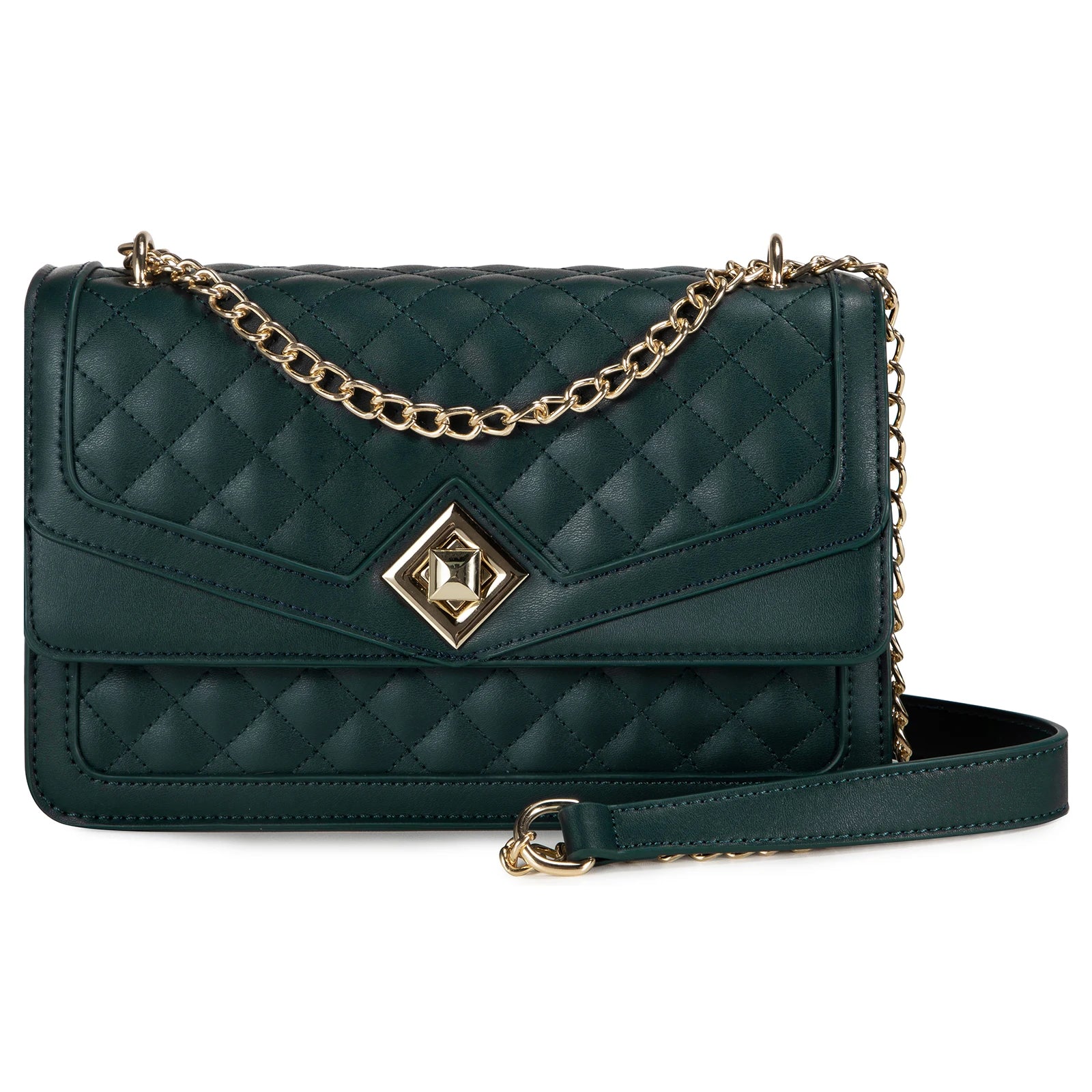 LOVEVOOK 2023 Leather Quilted Sling Shoulder Bag With Chain Trendy Clutch Ladies Evening Purse Luxury Crossbody Bags for Women