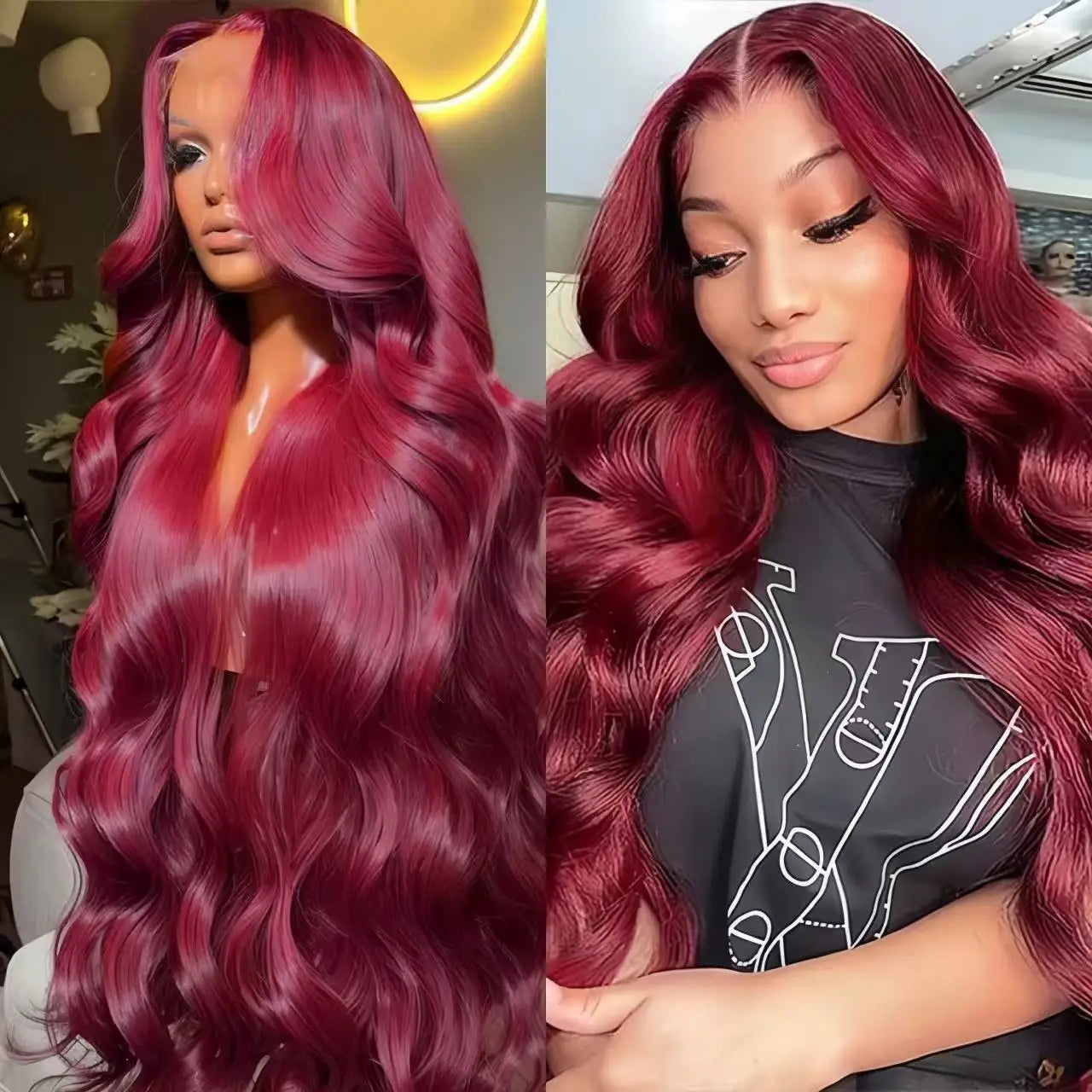 99J 13x4 Human Hair Body Wave Transparent Preplucked Lace Front Wig for Black Women Burgundy Wig Brazilin Virgin Human Hair Wig