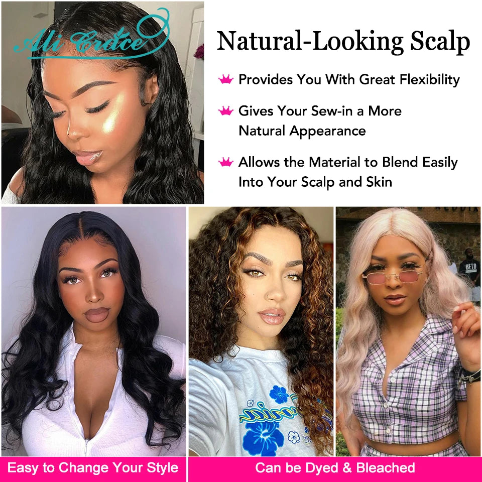 Brazilian Deep Wave Hair Bundles 100% Remy Human Hair Extensions 1 3 4 Bundle Deals ALI GRACE Deep Wave Human Hair Bundles