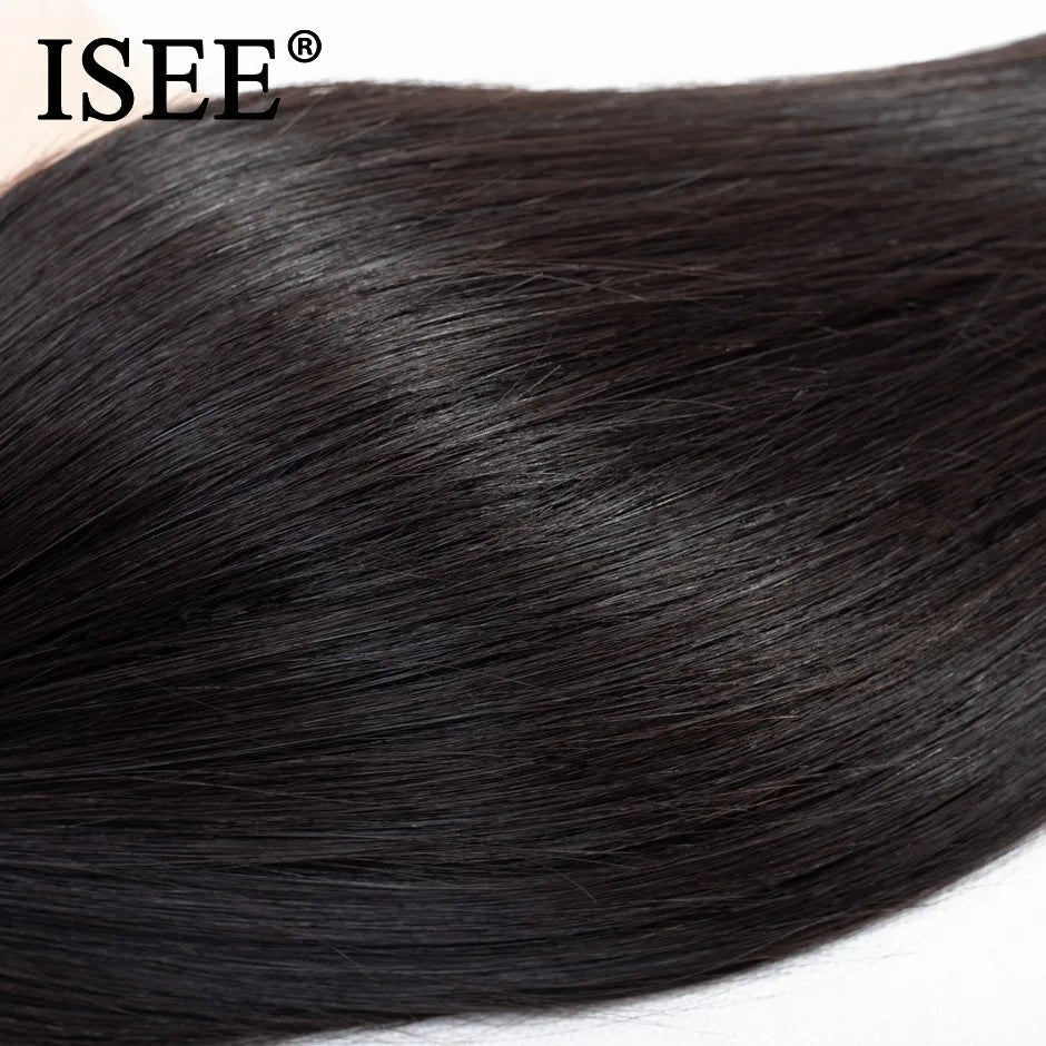 ISEE HAIR Malaysian Straight Hair Bundles 100% Human Hair Extension Natural Color 3/4 Bundles Straight Hair Weaves