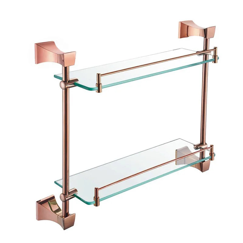 Rose Gold Bathroom Towel Rack Set Wall Mount Bathroom Accessory Set