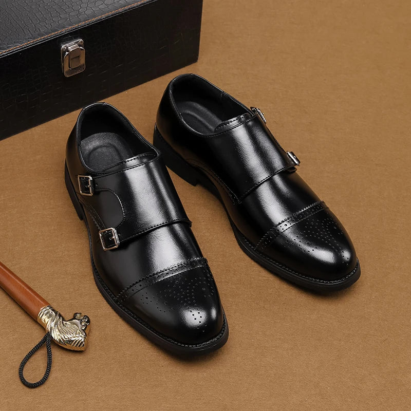 2026 New Products Buckle Strap Fashion Style Men's Business Dress Shoes Italian Genuine Leather Shoes Oxfords