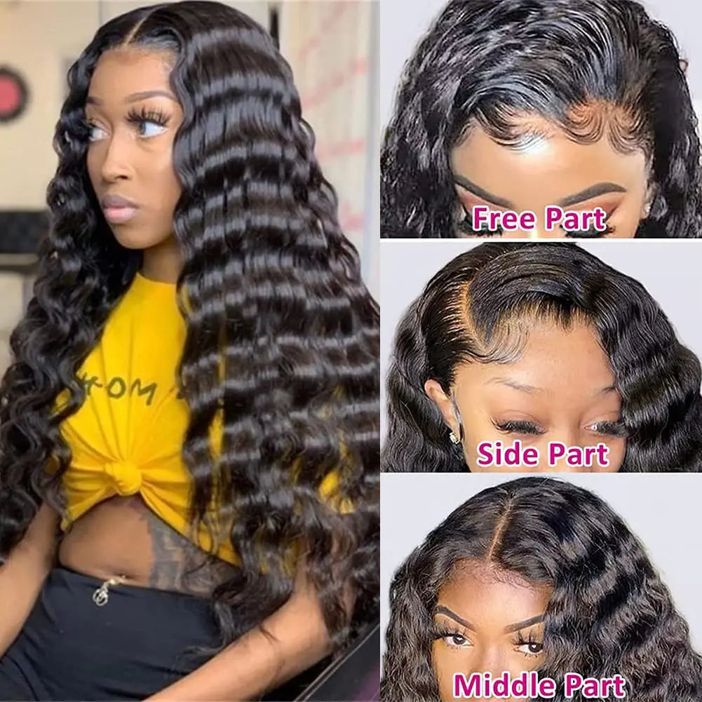 Glueless Human Hair Lace Front Wig 1B Color Water Wave 13x4 hd Human Hair Lace Front Wigs Pre Plucked Glueless Wigs Human Hair