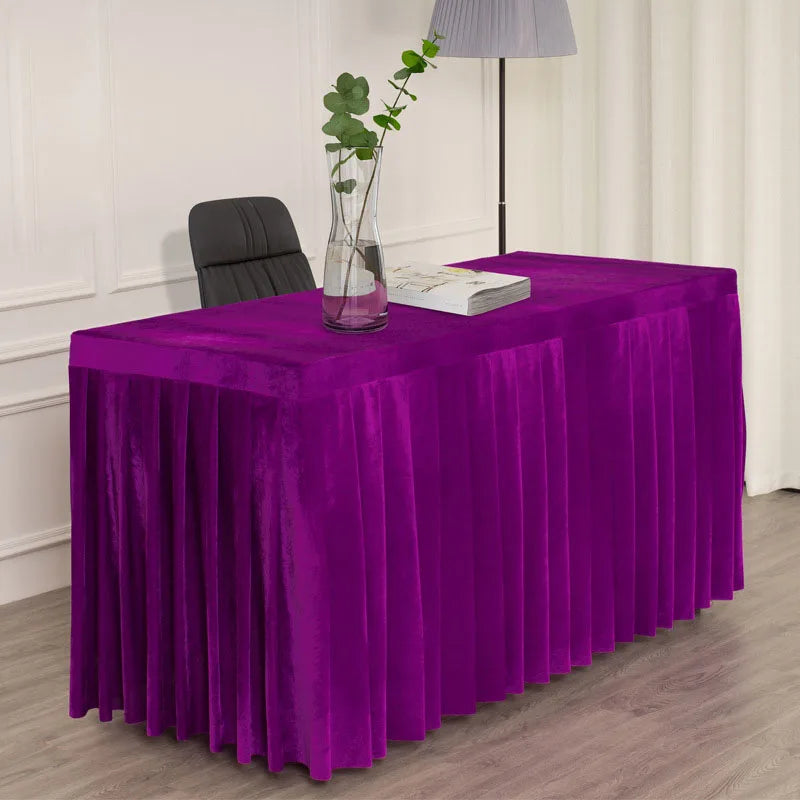 Mantel De Terciopelo Conference Decor 100% Polyester Custom Size Welcome Plain Color Solid Design Velvet Tablecover Table Cloth