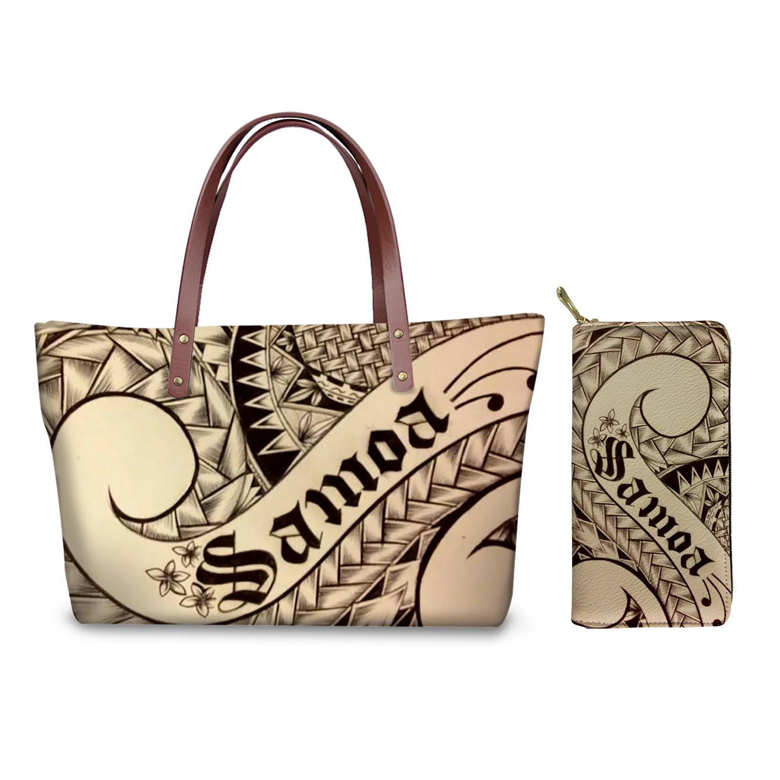Traditional Tribal Polynesian Print Satchel Handbag Set Young Girls Hand Bags and Purses for Women Luxury Custom Purse with Logo