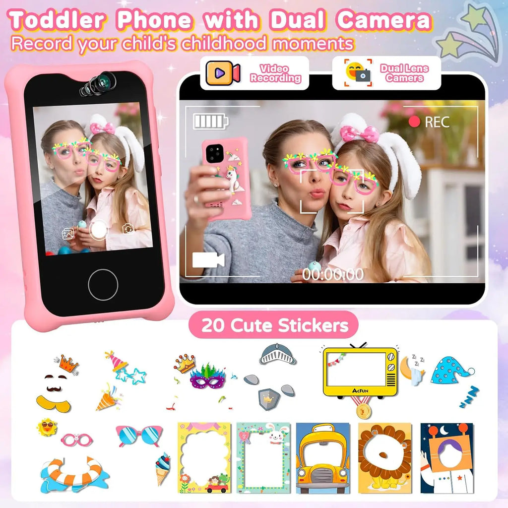 Jiexunda Smartphone  t l Phone Unisex Phone Kids Smart S3Phone Camera MP3 Player Educational Birthday Gifts Toys 3-12 Year Old