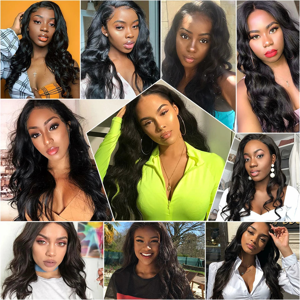 Ali Grace Body Wave Bundles With Closure Brazilian 3 Bundles With 4x4 Transparent HD Lace Closure Human Hair With Closure
