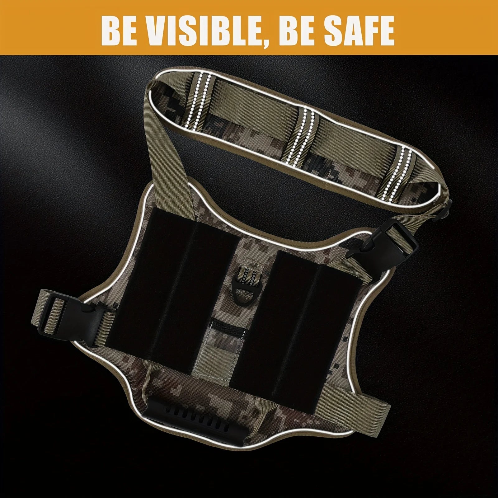 USLOCAL Tactical Service Dog Harness with Control Handle No Pulling Adjustable Reflective Pet Vest Harness Easy Walking Training