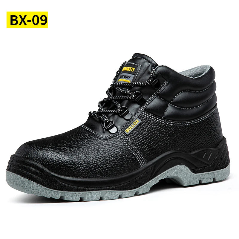 Industrial Safety Steel Toe Mid Cut Leather Work Boots for Men Winter