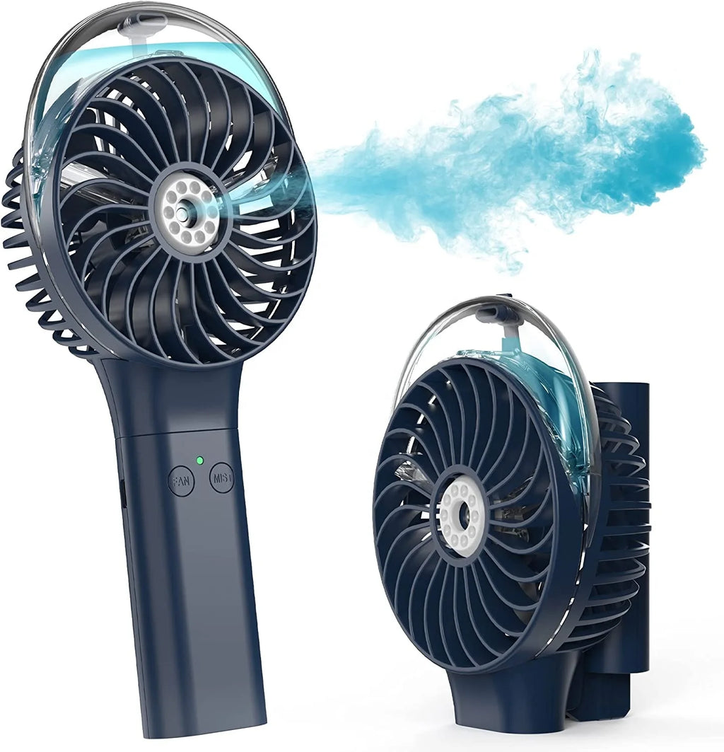 Foldable Handheld Misting Fan 3000mAh USB Rechargeable with Water Tank Spray Function
