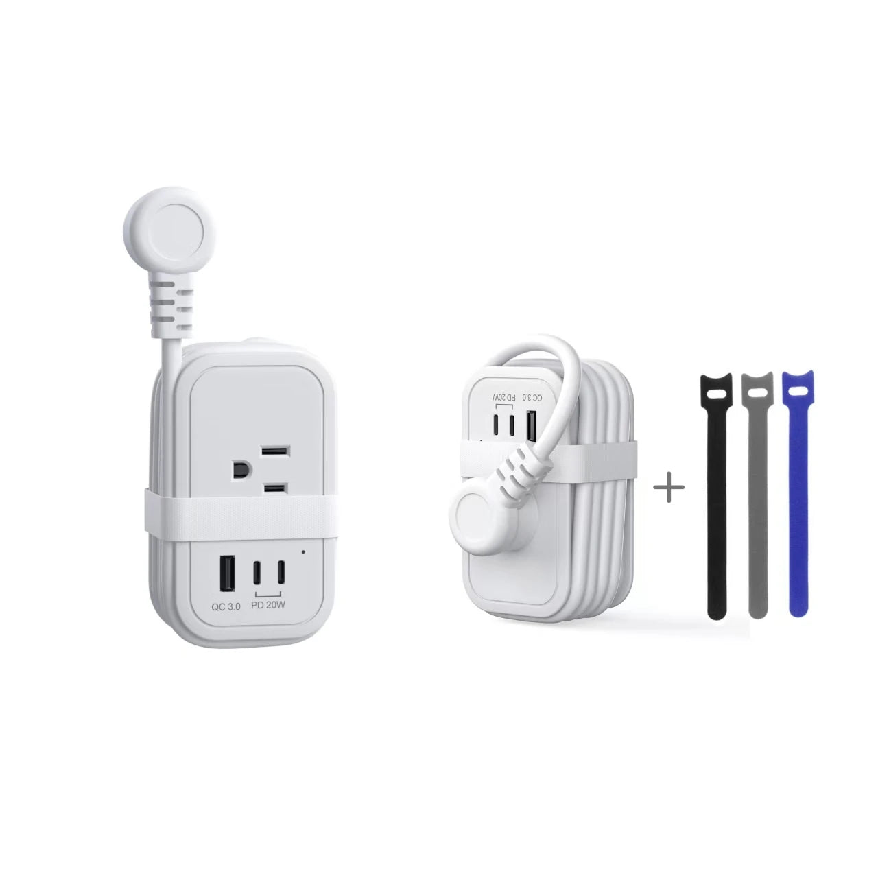 Hot Sale Electric PD 20W US 2 Outlets Flat Plug 1 USB Ports 2 Type-C OTP Protection Portable Tabletop Extension Power Strip