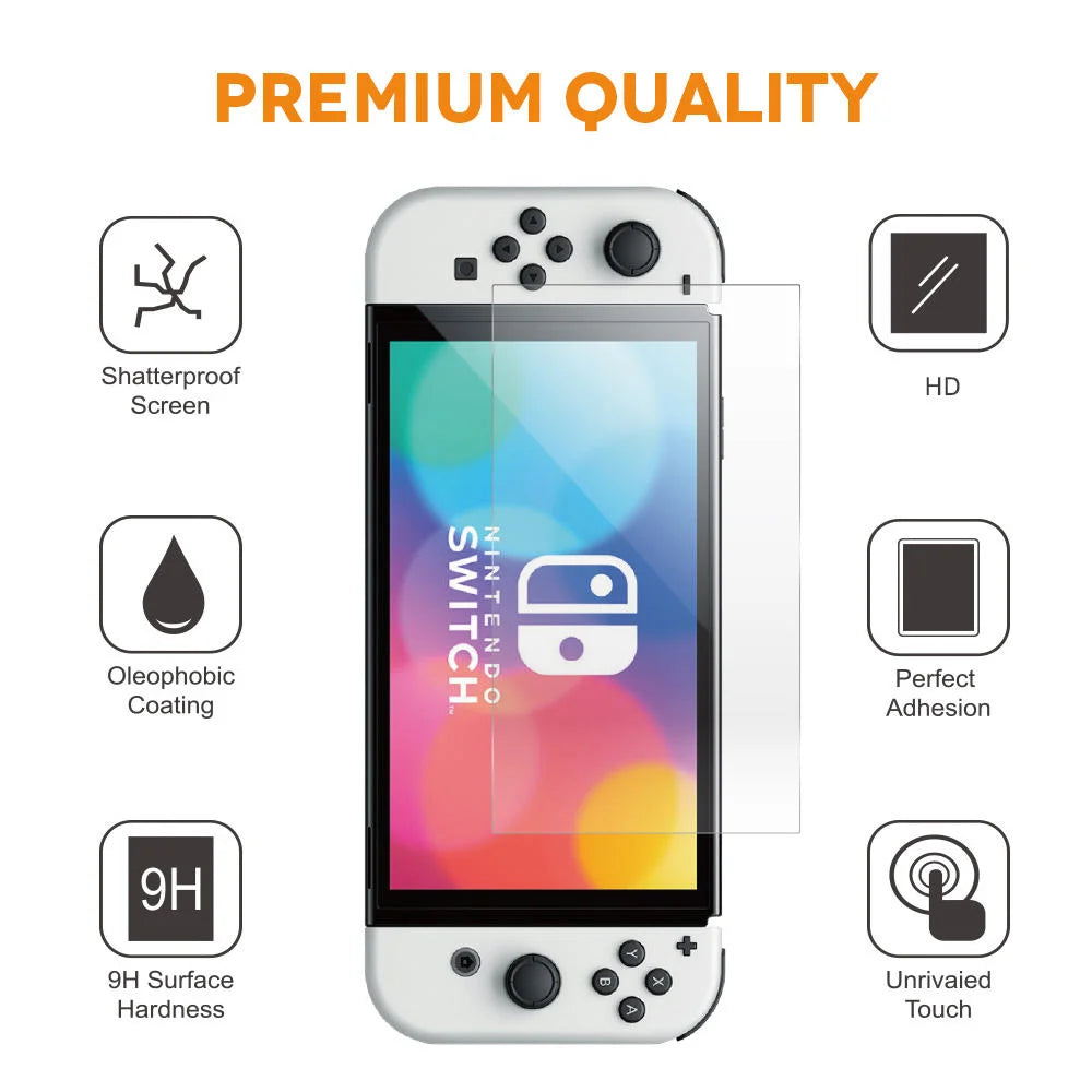 Retail 2-Pack 9H 2.5D Tempered Glass Flim Screen Protector for Nintendo Switch OLED Switch Micas Lite Protector
