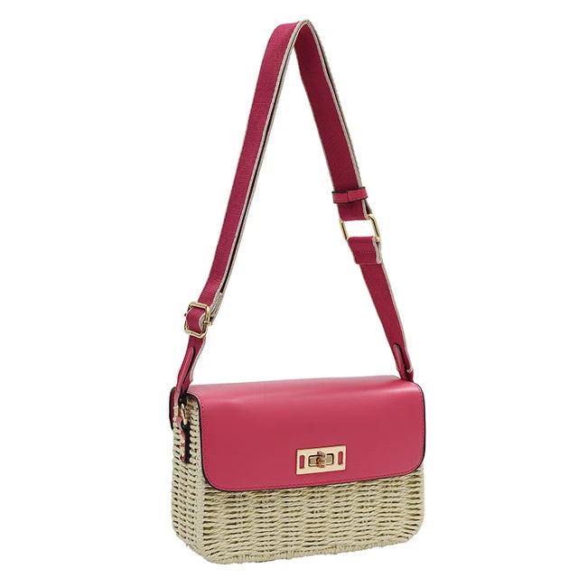 Summer Women's Female Straw Shoulder Bag - Small Flap Crossbody Bags for Women - Luxury Women's Bag with Cell Phone Purse