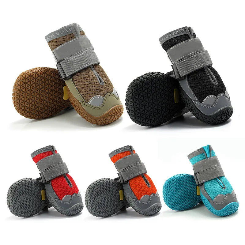 Wholesale Hot Selling 4Pcs/Set Pet Shoes & Socks Non-slip Breathable Dog Boots Microfiber Cloth Rubber With Reflective Strips