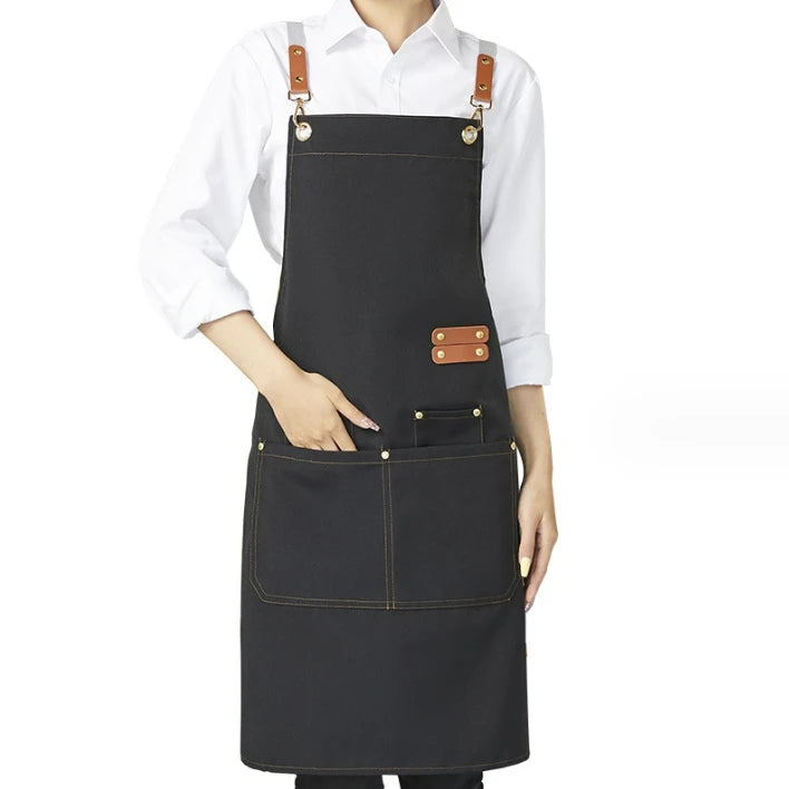 2026 Best Selling Wholesale Reusable Workwear Polyester Kitchen Apron Kit Oilproof Waterproof Pocket Adjustable Strap Custom