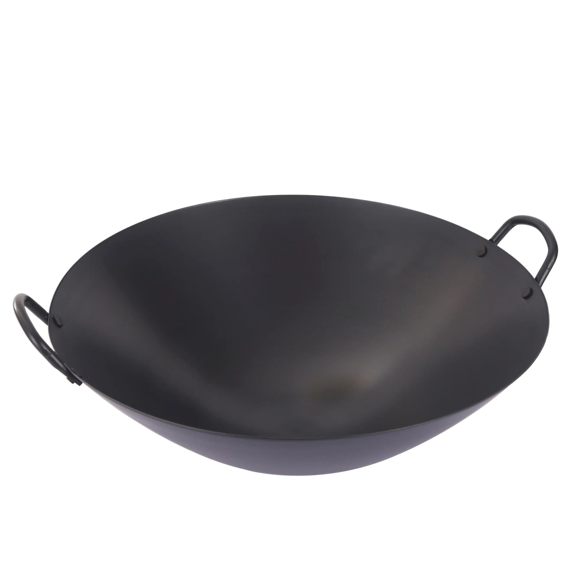 Extra Thick Nitrided Cast Iron Frying Pan Wood Grain Handle Tempered Glass Lid Non-Coated Non-Stick Surface CE Certified