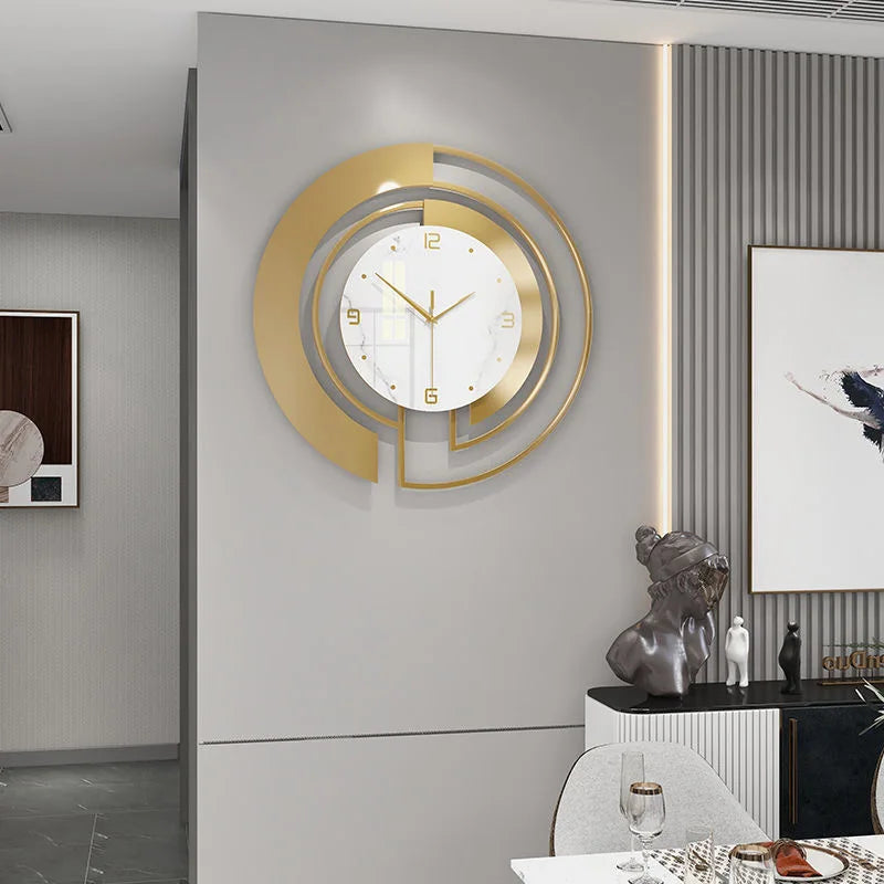 45CM High Gloss Glass Metal Home Decor Living Room Wall Clock Modern Silent Hanging Quartz Watch for Sale Dropshipping DDP