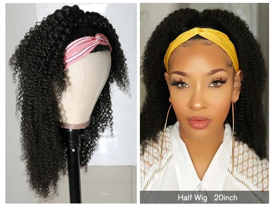 UNice Fashion Afro Kinky Curly Half Wigs for Black Women 150 Density Afro half Wig Kinky Curly Human Hair Wig