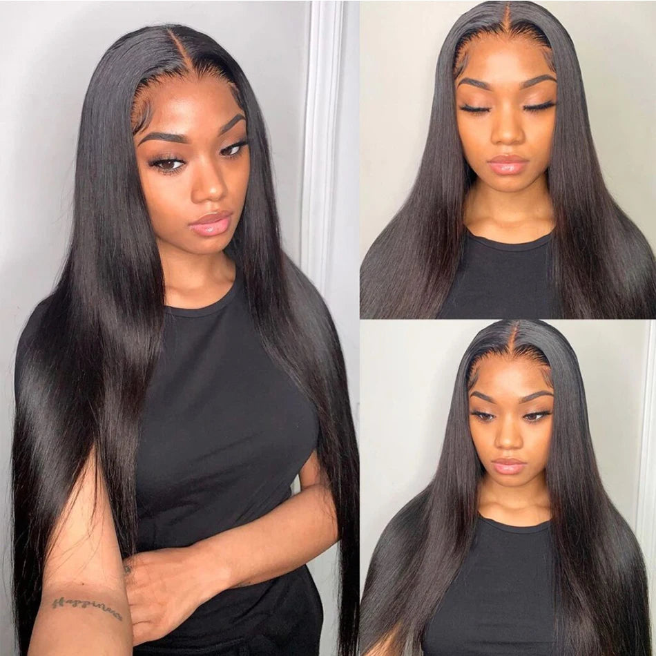 13x6 HD Lace Frontal Human Hair Wigs Pre Plucked For Women Peruvian Bone Straight Remy Human Hair Wigs HD Lace Front Wigs 180%
