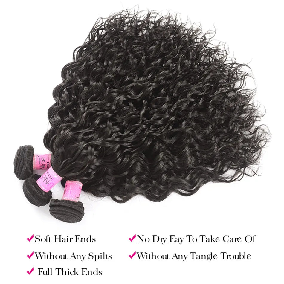 Unice Hair Water Wave Brazilian Hair Weave Bundles 3PCS 100% Human Hair Weaves Natural Color Remy Hair 8-26inch Free Shipping