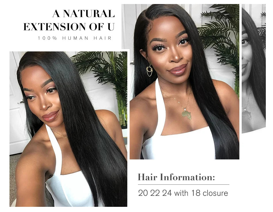 Unice hair Free Shipping Peruvian Virgin Hair With Closure 3 Bundles Peruvian Straight Hair Wefts 12A Grade Peruvian Middle Part