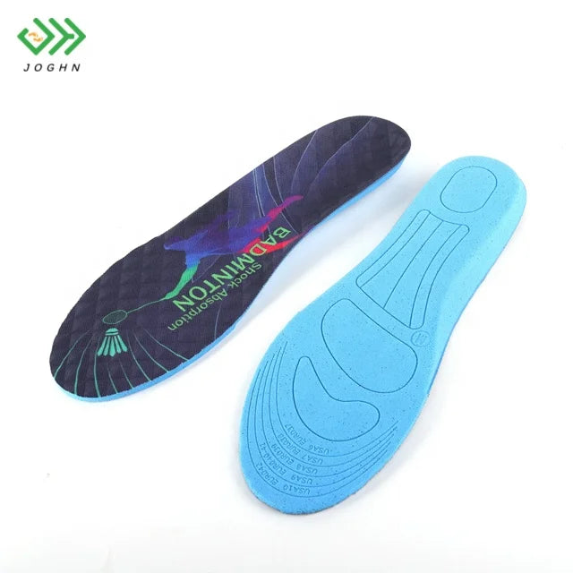 JOGHN Custom Material Non Slip Soft Shoe Insoles for Plantar Fasciitis Heel Cushion Pads Fabric Flat Feet Running Insoles