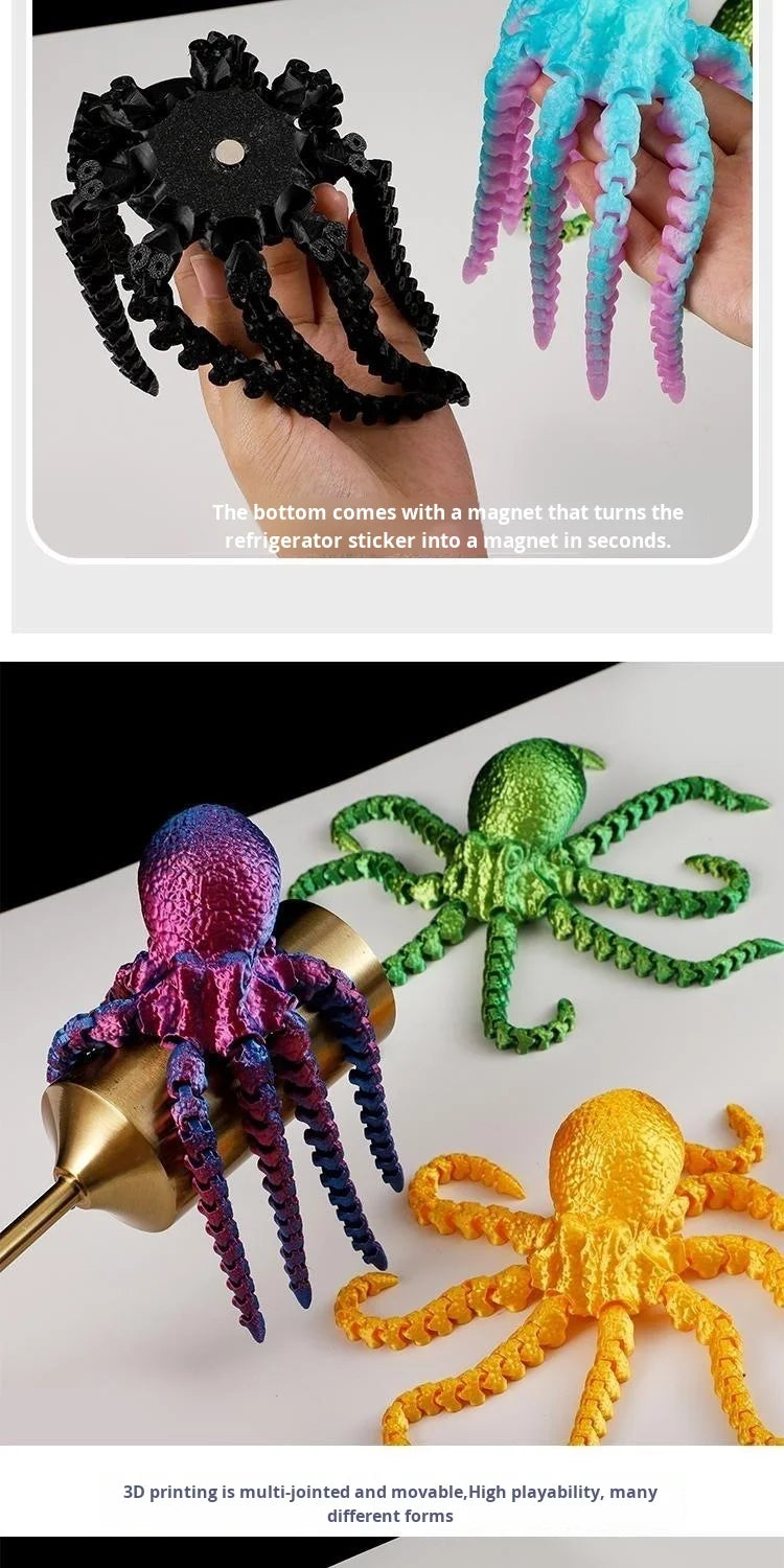 Wholesale 3D Printed Octopus Squid Animal Models with Movable Joints Customizable OEM Children's Toys Made of Plastic