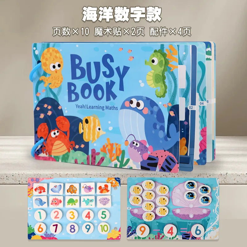 Toddler Quiet Book Early Learning Activities Puzzle Paste Matching Game Toy Kids Educational Magic Tape Wooden Busy Books Toys