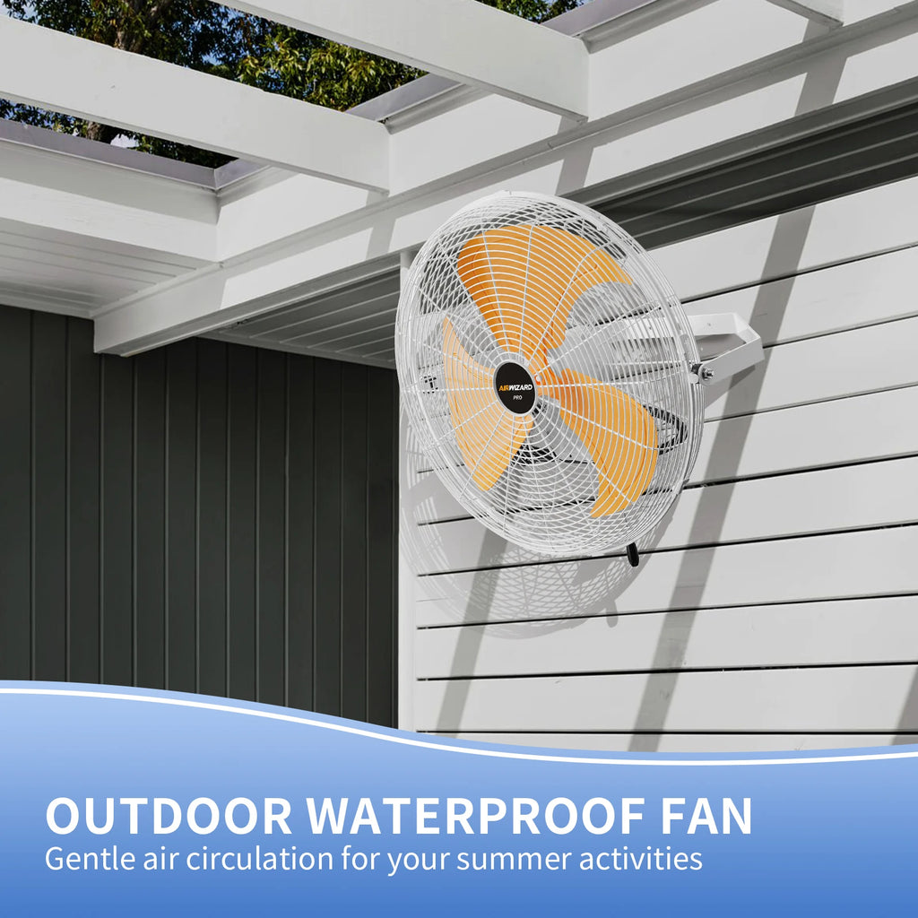 18 Inch Outdoor Wall Fan IPX4 Waterproof 5200CFM High Velocity Heavy Duty Metal Blades Wall Fans for Patio Garage Greenhouse