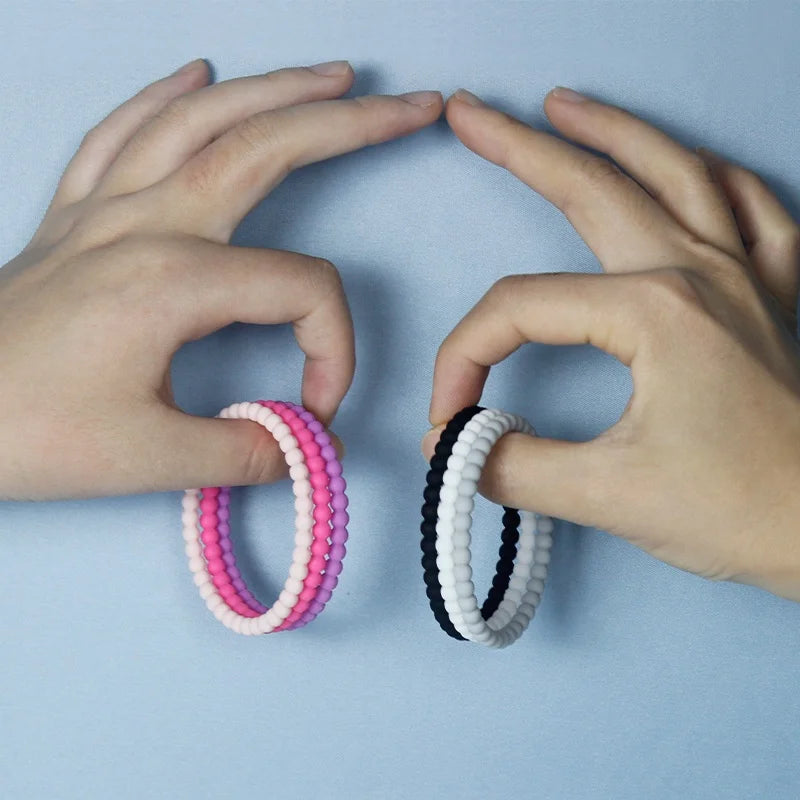 New Design 50 mm Beaded  Bangle Bracelet Stackable Silicone Bracelet