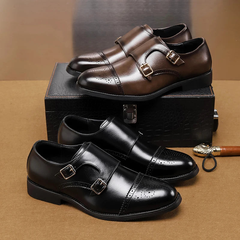 2026 New Products Buckle Strap Fashion Style Men's Business Dress Shoes Italian Genuine Leather Shoes Oxfords