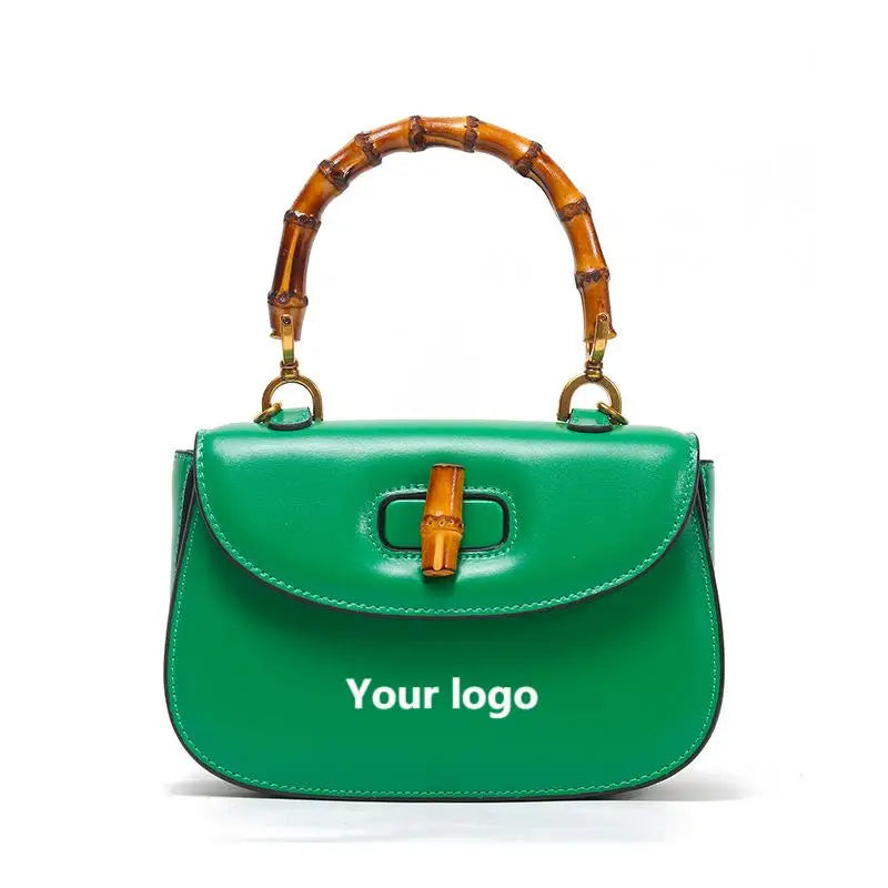2025 Custom Famous Brands Designer Women Bamboo Handle Handbags Customizable Luxury Real Leather Ladies Hand Bags Crossbody