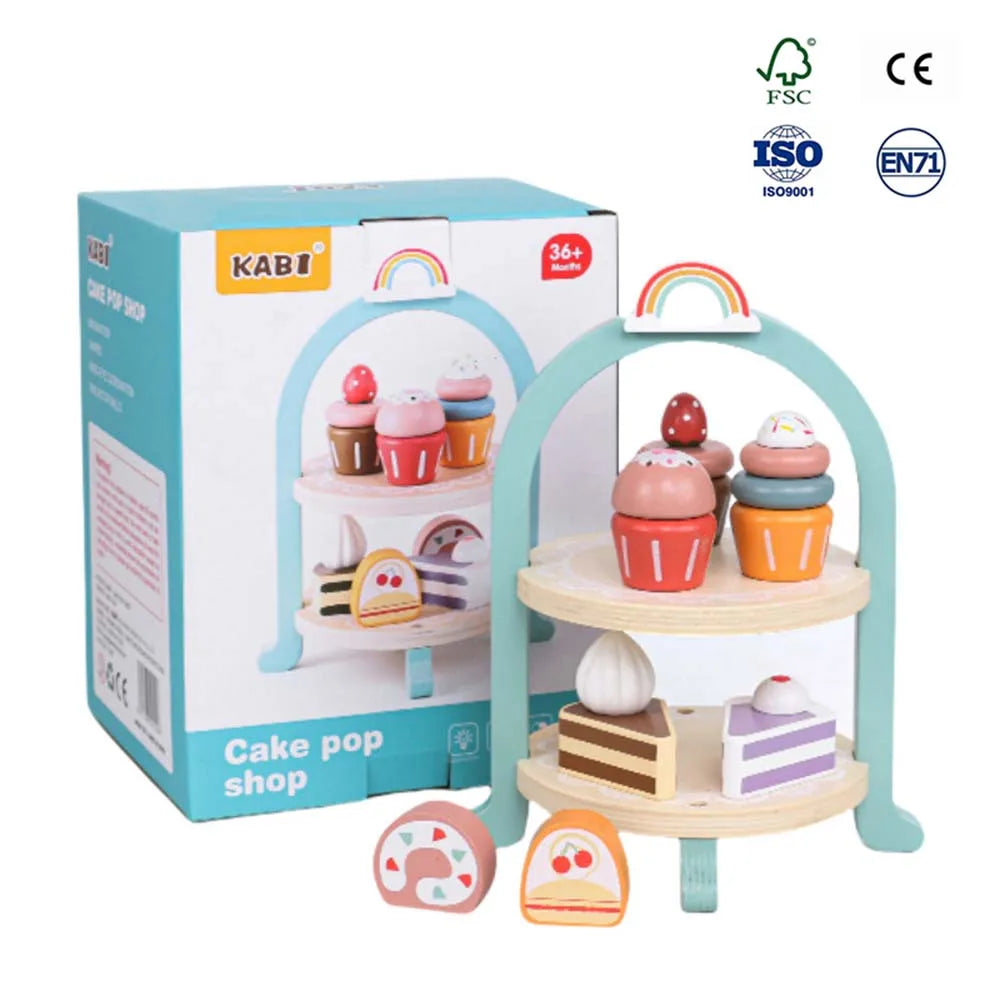 Children's Simulation Dessert Shop Ice Cream Ice Cream Tea Set Sales Shop Boys and Girls Play Home Wooden Toys
