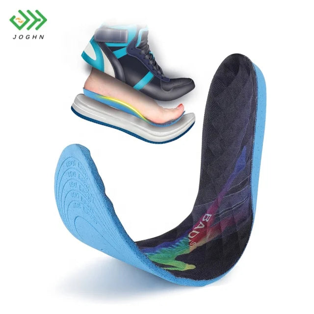 JOGHN Custom Material Non Slip Soft Shoe Insoles for Plantar Fasciitis Heel Cushion Pads Fabric Flat Feet Running Insoles