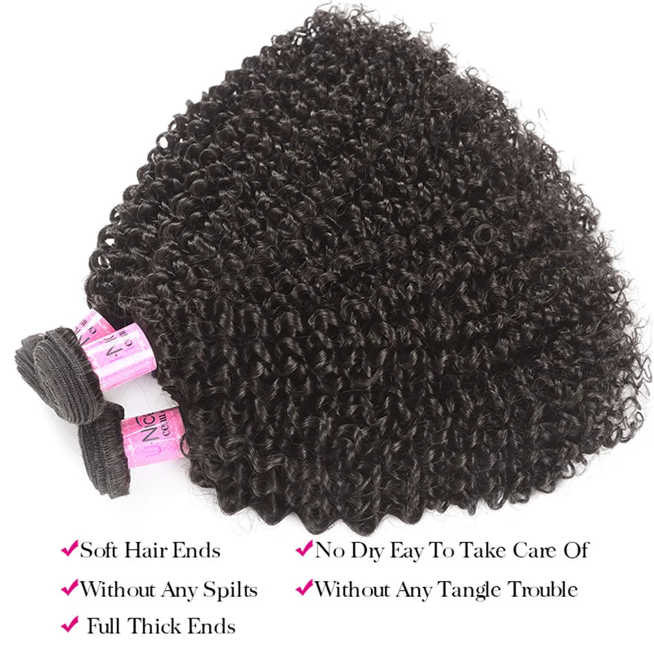 Unice Hair Mongolian Kinky Curly Hair Bundles Afro Kinky Curly Hair Curly Human Hair Bundles Weaves 1/3/4 bundles deal