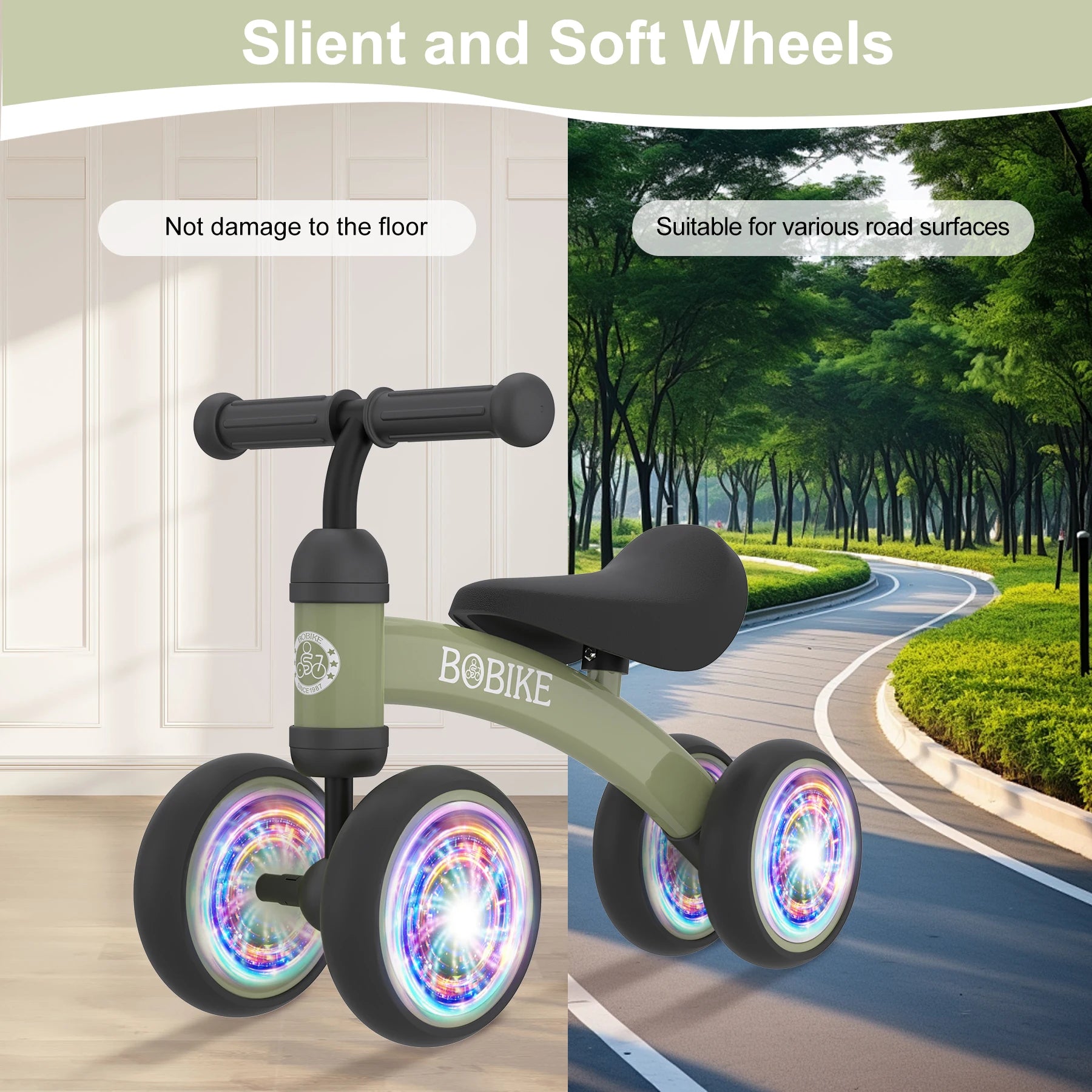 Baby Balance Bike Toys for 12-36 Months Kids Toy Boy and Girls Gifts Toddler Best First Birthday Gift  ( Deep Green)
